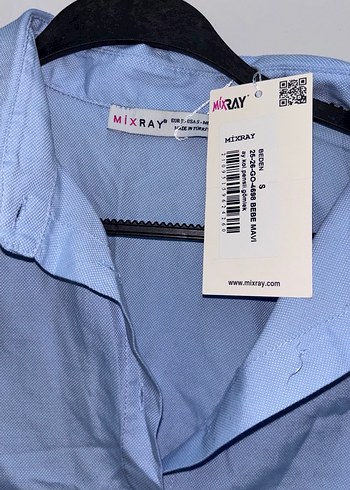 Mavi Kısa Kollu V Yakalı Keten Gömlek - Görsel 2