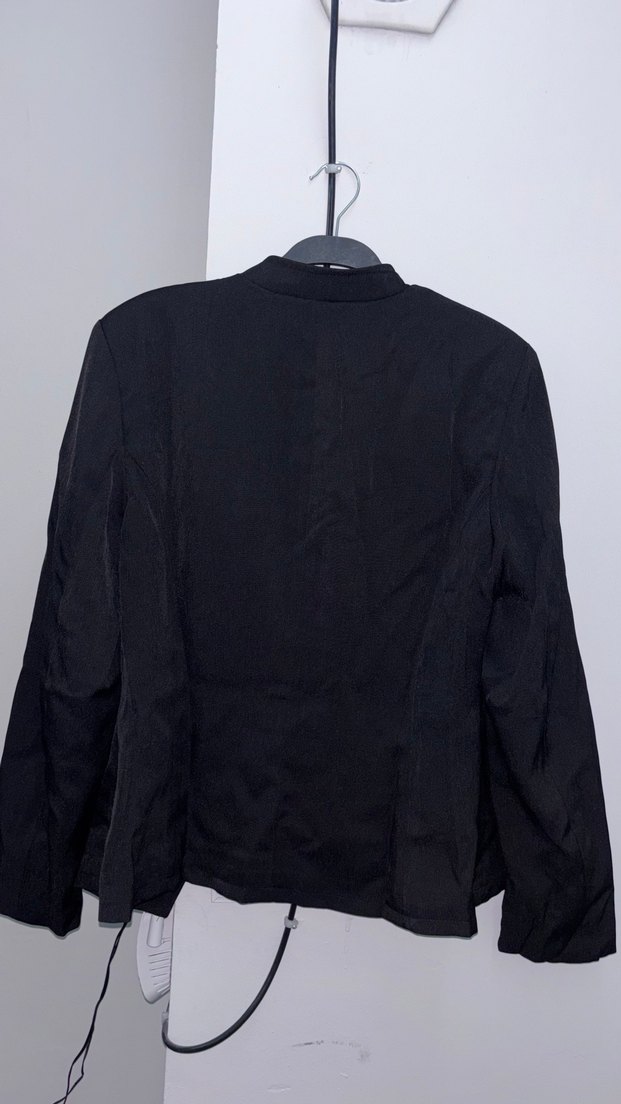 Düğmeli Siyah Süet Kadın Blazer Ceket - Görsel 2