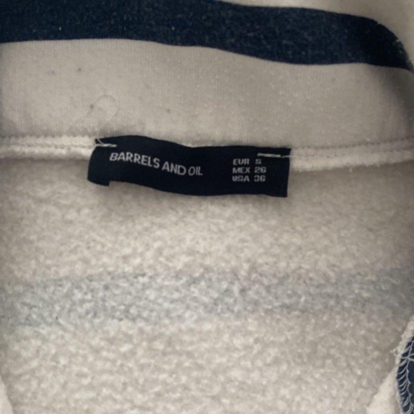 Beyaz Mavi Çizgili Yarım Fermuarlı Kadın Kazak - Görsel 4