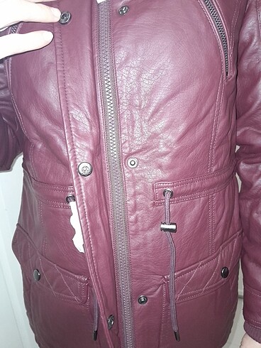 xs Beden bordo Renk Suni deri mont