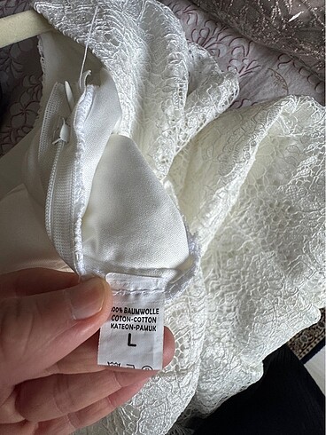 Beyaz Küpür elbise - Görsel 6