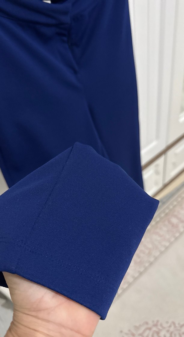 Kadın acık lacivert Basic Kumaş Pantolon - Görsel 3