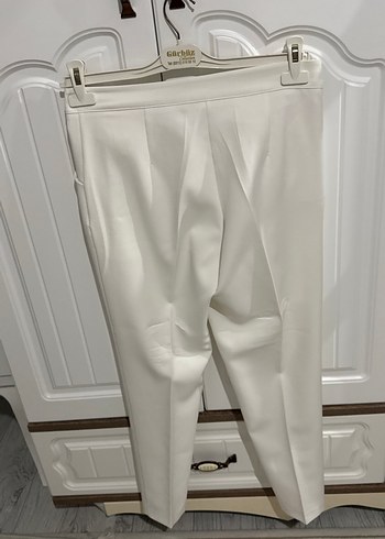 Beyaz Pilili Kadın Kumaş Pantolon - Görsel 5
