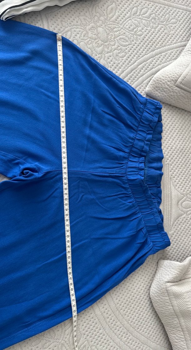 Mavi Rahat Kesim Keten Pantolon - Görsel 5