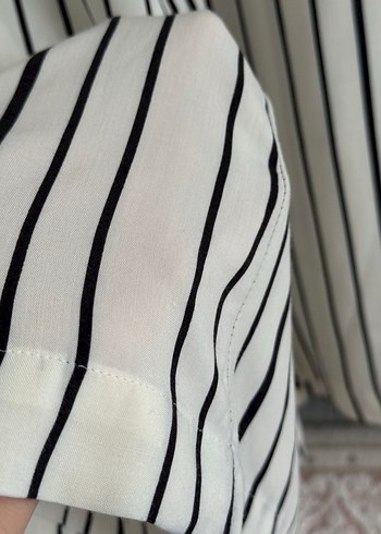 Çizgili  Kadın Kumaş Pantolon - Görsel 5