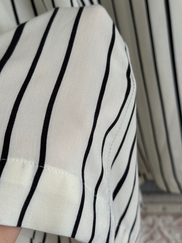 Çizgili  Kadın Kumaş Pantolon - Görsel 5