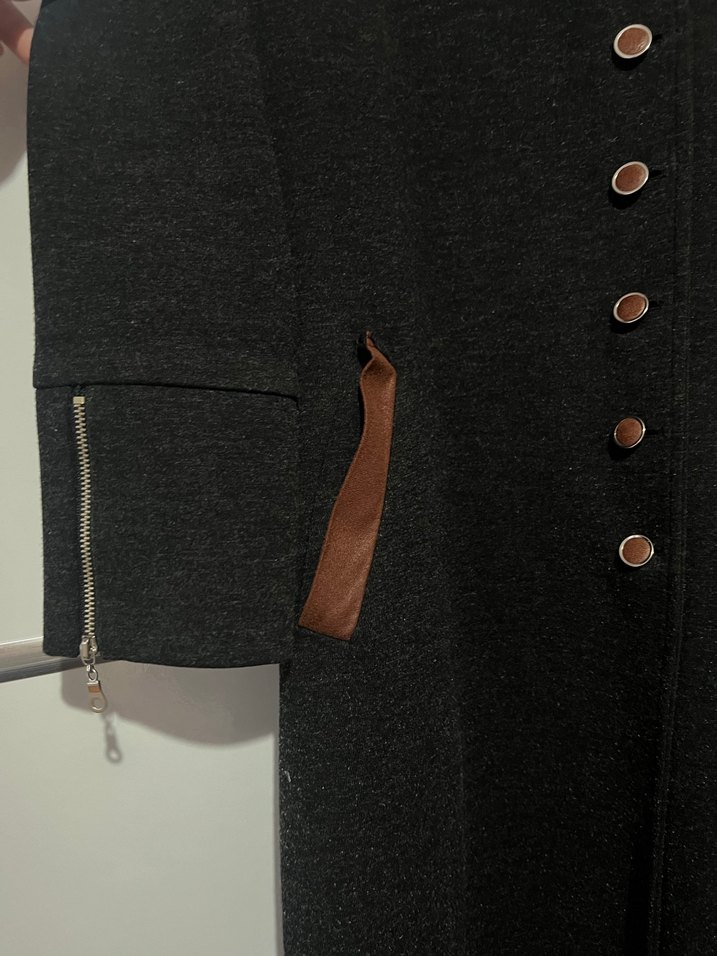 Düğmeli Siyah Uzun Kadın Mevsimlik Tunik - Görsel 3