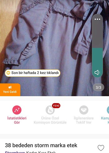 38 Beden kahverengi Renk 38 beden storm marka etek