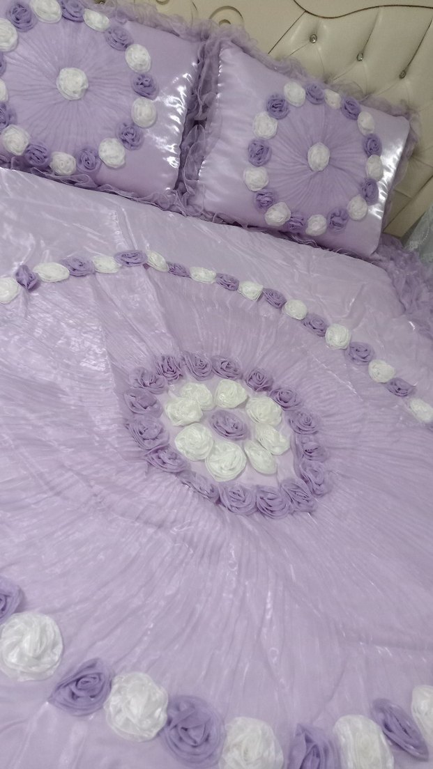 Nakışlı Mor Pastel Yatak Örtüsü - Görsel 2