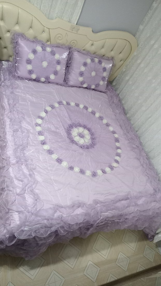 Nakışlı Mor Pastel Yatak Örtüsü - Görsel 4