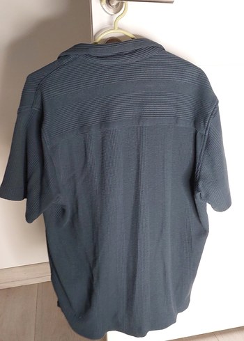 Düğmeli Kısa Kollu Yeşil Erkek Keten Gömlek - Görsel 5