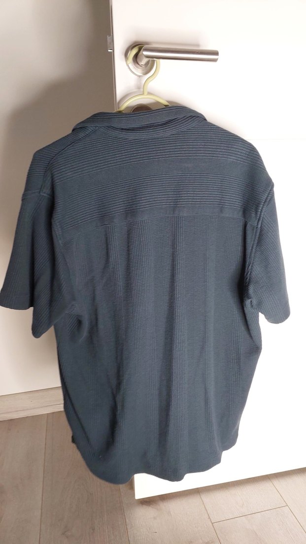 Düğmeli Kısa Kollu Yeşil Erkek Keten Gömlek - Görsel 5