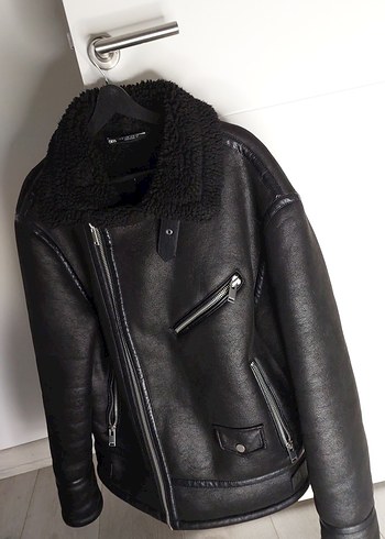 Siyah erkek kürklü deri ceket zara - Görsel 7