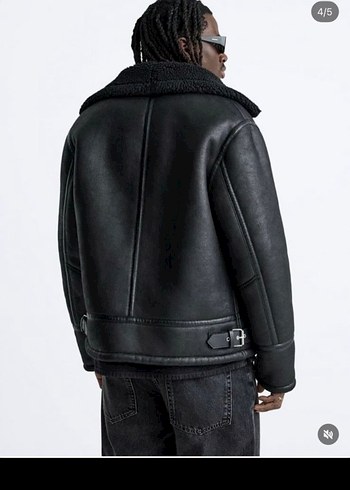 Siyah erkek kürklü deri ceket zara - Görsel 4