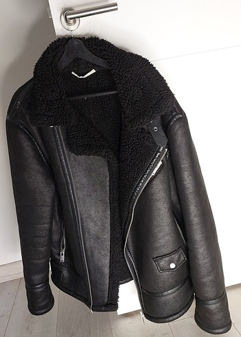 Siyah erkek kürklü deri ceket zara - Görsel 5