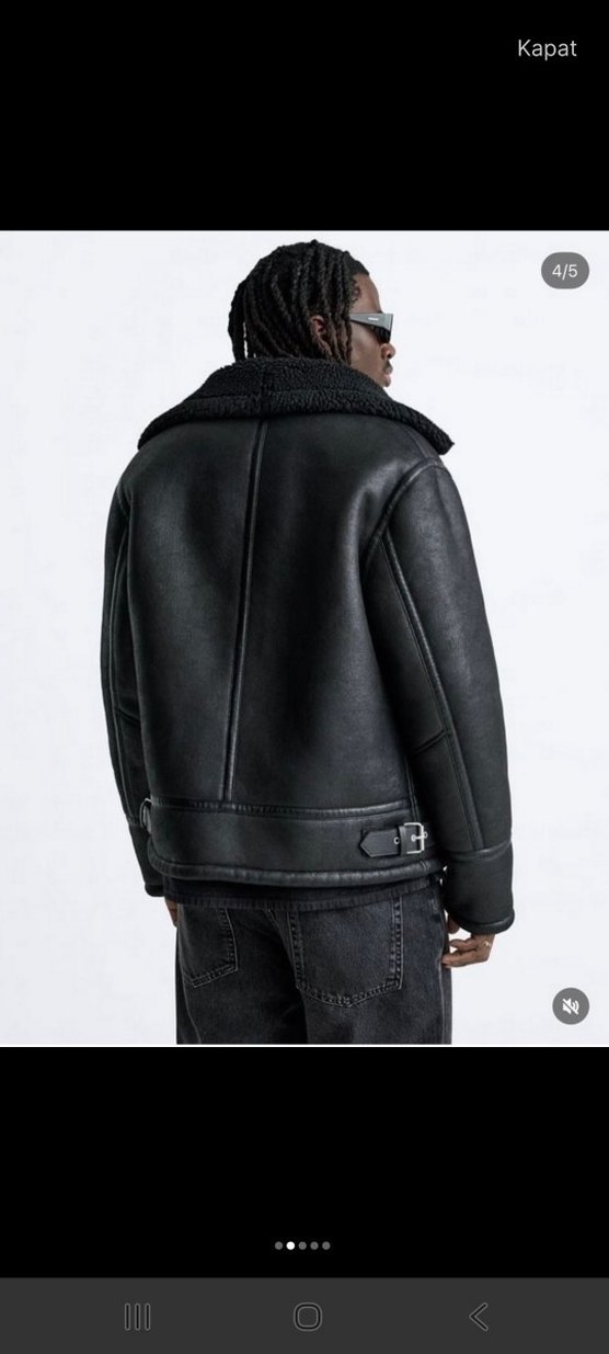 Siyah erkek kürklü deri ceket zara - Görsel 4