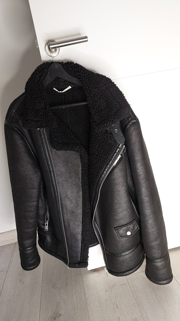 Siyah erkek kürklü deri ceket zara - Görsel 5