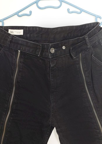 Fermuarlı flared zara jean - Görsel 5