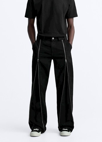 Fermuarlı flared zara jean - Görsel 2