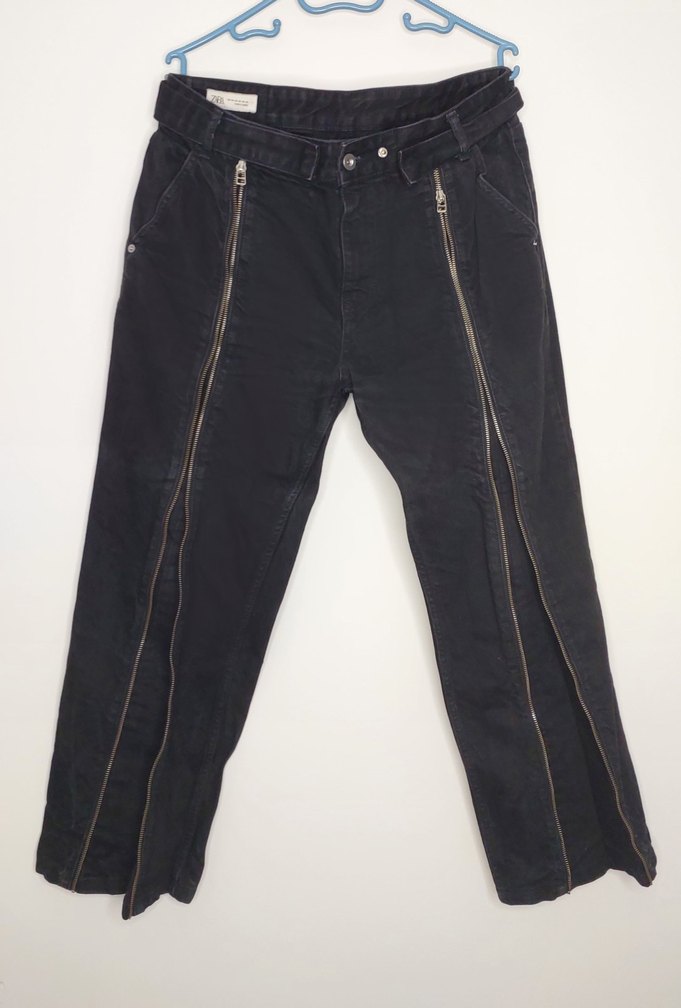 Fermuarlı flared zara jean - Görsel 4