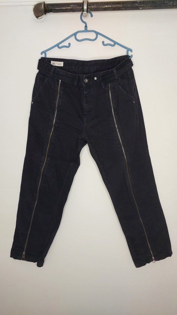 Fermuarlı flared zara jean - Görsel 3