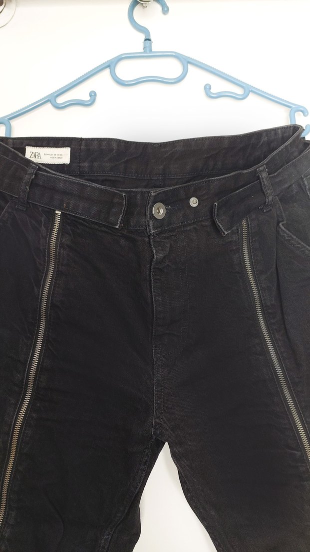 Fermuarlı flared zara jean - Görsel 5