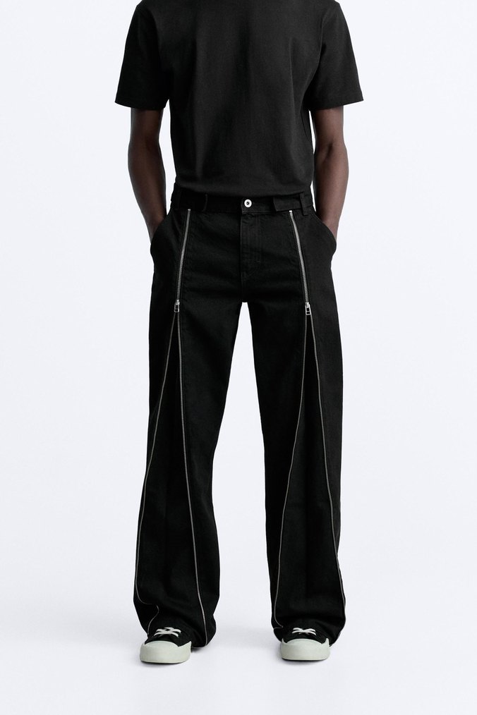 Fermuarlı flared zara jean - Görsel 2