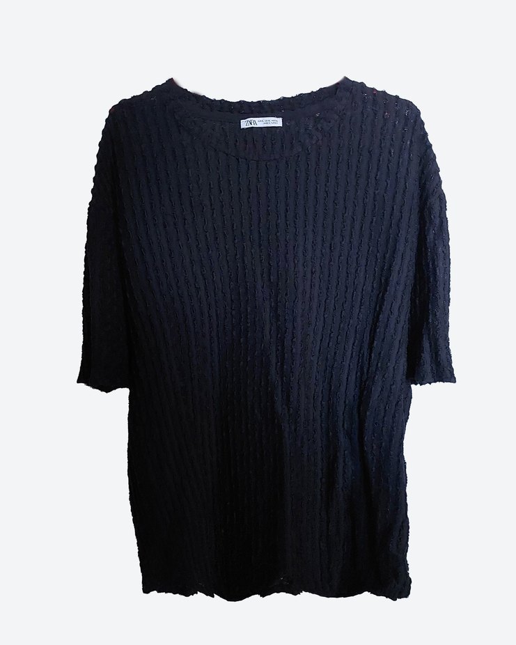 zara desenli dokulu tshirt - Görsel 2