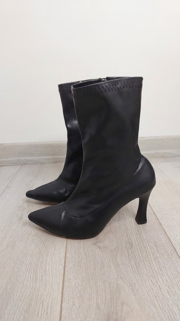 Siyah deri corap bot - Görsel 3