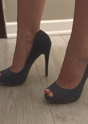 bershka mavi kumas topuklu - Görsel 4