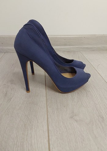 bershka mavi kumas topuklu - Görsel 6