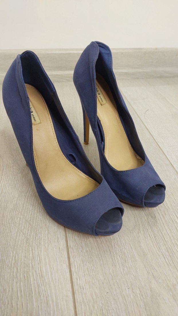 bershka mavi kumas topuklu - Görsel 5