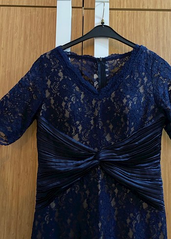 Lacivert Dantel Uzun Abiye Elbise - Görsel 2