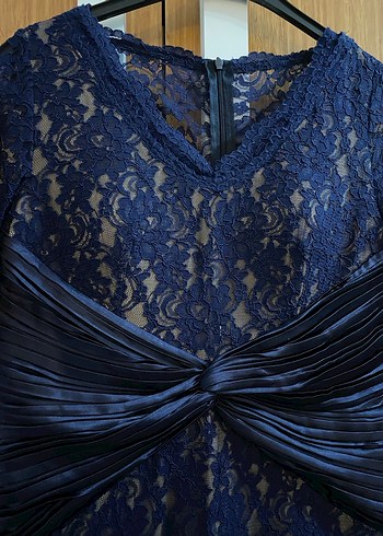 Lacivert Dantel Uzun Abiye Elbise - Görsel 3