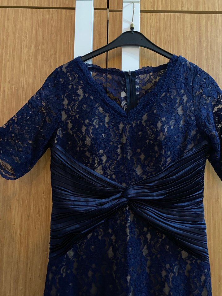 Lacivert Dantel Uzun Abiye Elbise - Görsel 2