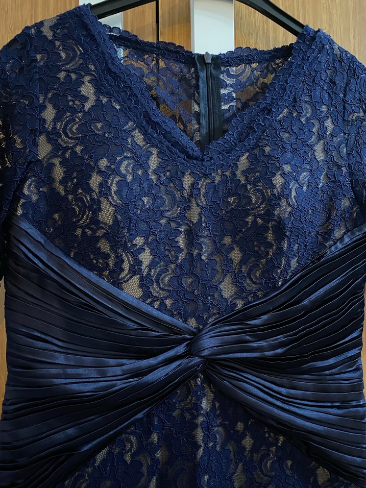 Lacivert Dantel Uzun Abiye Elbise - Görsel 3