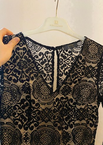 Dantel Detaylı Siyah Elbise - Görsel 2