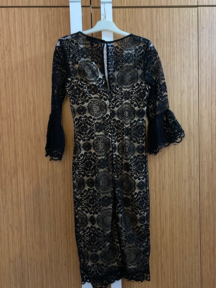 Dantel Detaylı Siyah Elbise - Görsel 3