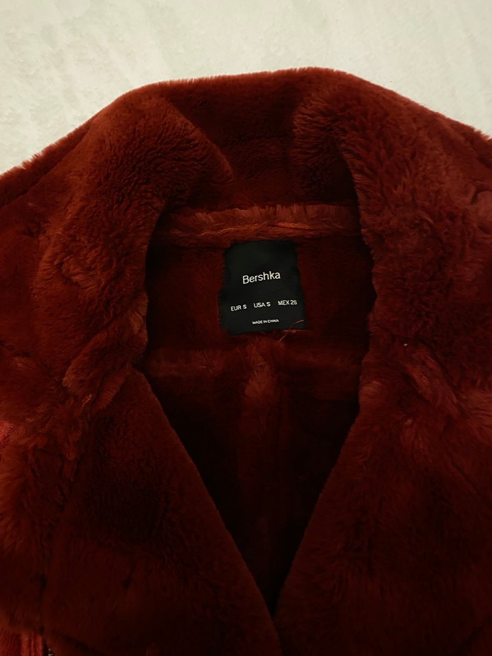 Kadın Bershka Kırmızı Deri Kürklü Biker Ceket - Görsel 2