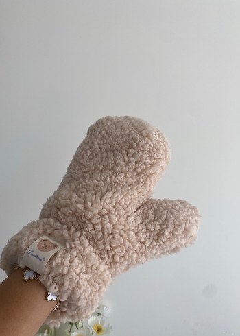 Beden camel Renk Peluş Detaylı Bej Kadın Eldiven