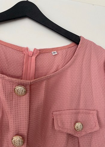 Diğer Düğmeli Pembe Midi Kadın Elbise