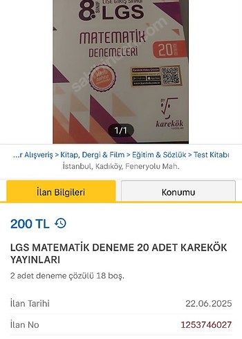 LGS Matematik Deneme 20 Adet KareköK Yayınları