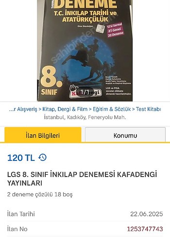 LGS 8. Sınıf İnkılap Tarihi Denemesi Kitabı