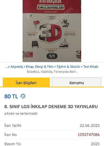 8. Sınıf LGS İnkılap Deneme 3D Yayınları