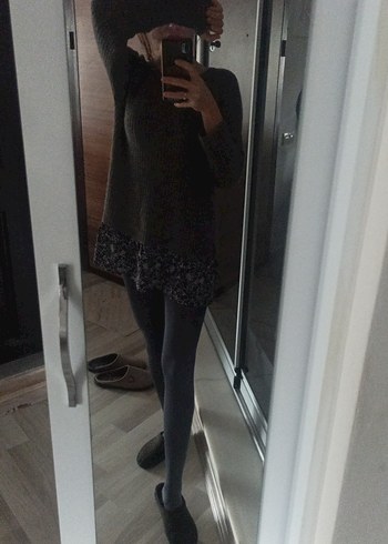 Gri Midi Triko Hamile Kazak - Görsel 3