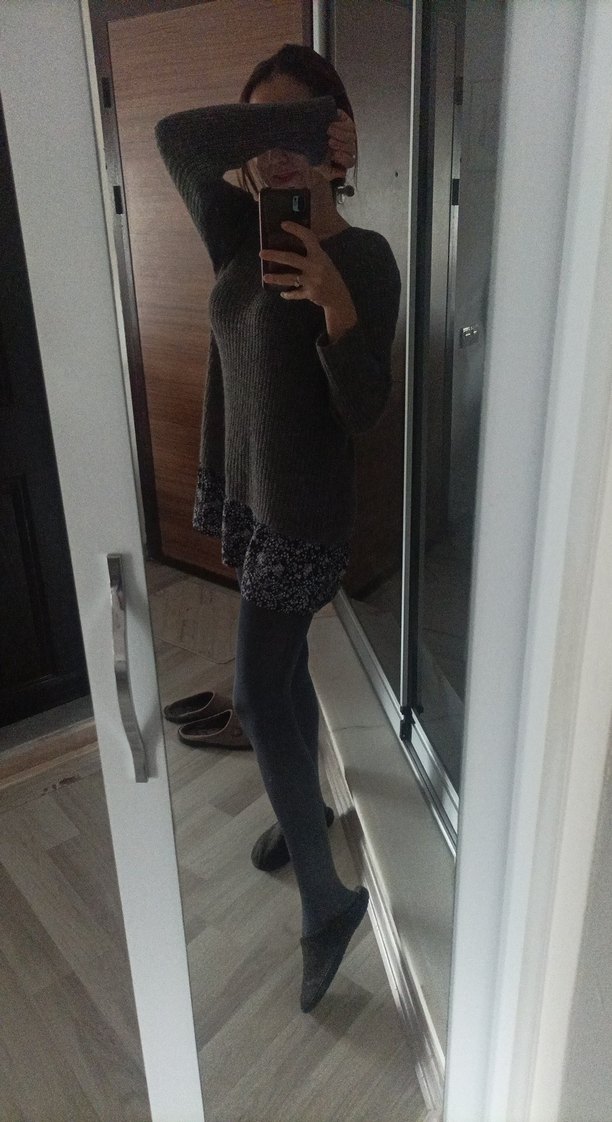 Gri Midi Triko Hamile Kazak - Görsel 4