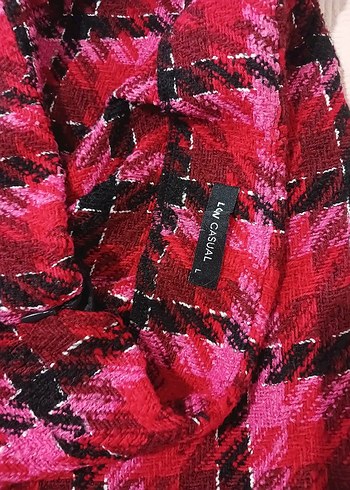 LC Waikiki Pembe Kareli Triko Mini Etek