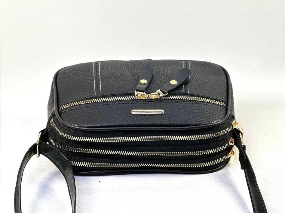 Siyah suni Deri Fermuarlı Kadın Çanta - Görsel 3