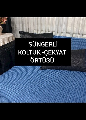 İndigo Mavi Kaymaz Süngerli koltuk Örtü - Görsel 2