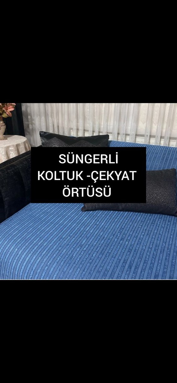 İndigo Mavi Kaymaz Süngerli koltuk Örtü - Görsel 2